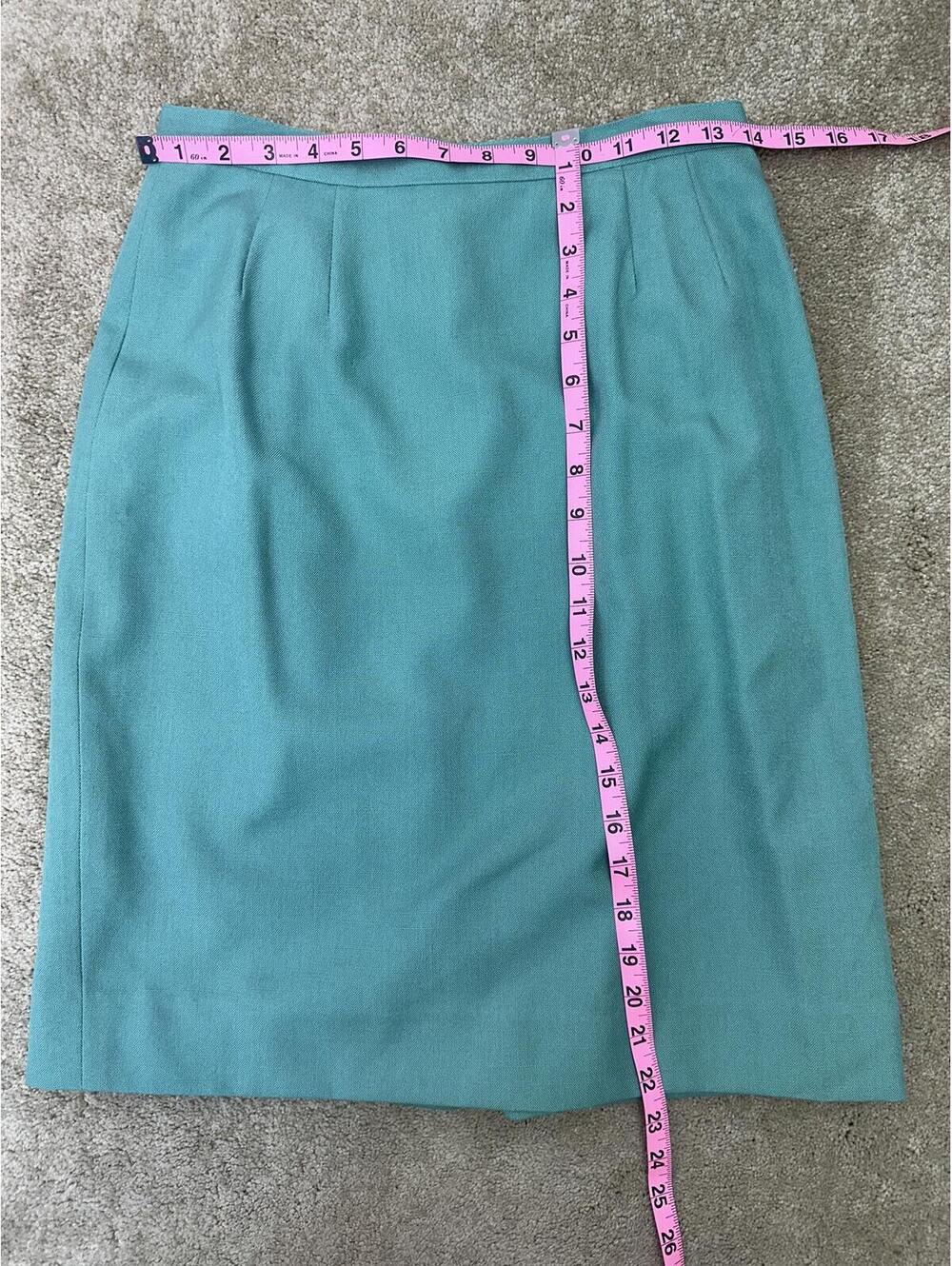 Women’s Sz 8P Kasper ASL Jade Green Pencil Skirt Suit Tailored Fit Box Pleats - Picture 4 of 7